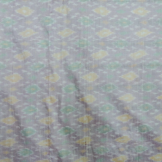 Light Gray Pure Raw Silk Ikat Fabric