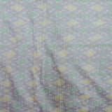 Light Gray Pure Raw Silk Ikat Fabric