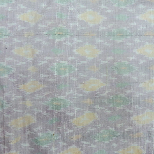 Light Gray Pure Raw Silk Ikat Fabric