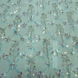 Sequins Embroidery On Dyeable Net Fabric