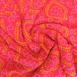 Pinkish Red Bandhani Georgette Printed Fabric