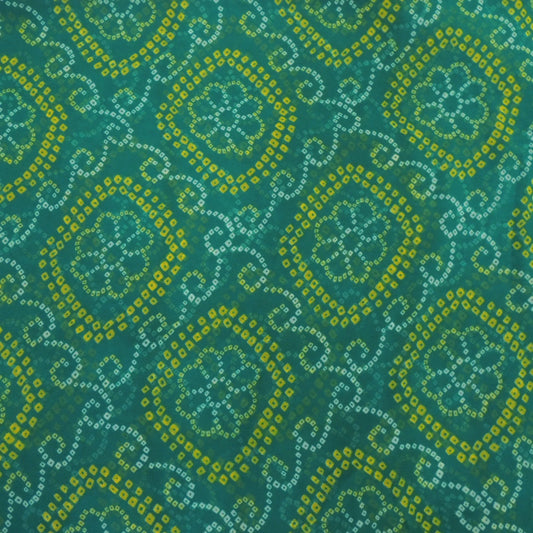 Pine Green Bandhani Georgette Printed Fabric