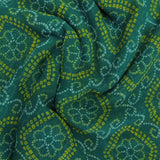 Pine Green Bandhani Georgette Printed Fabric