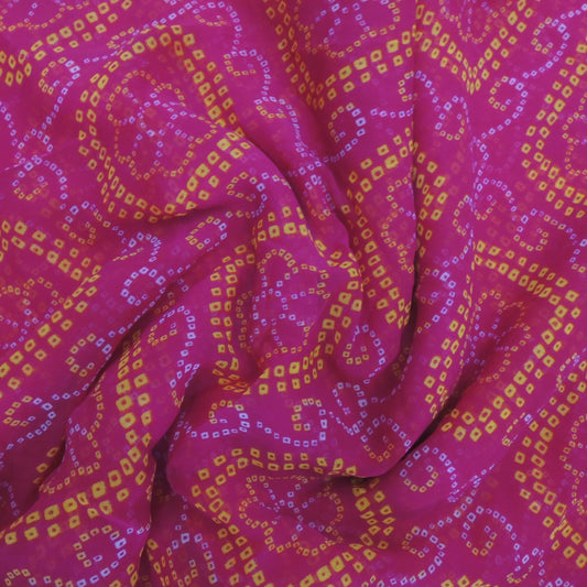 Magenta Red Bandhani Georgette Printed Fabric