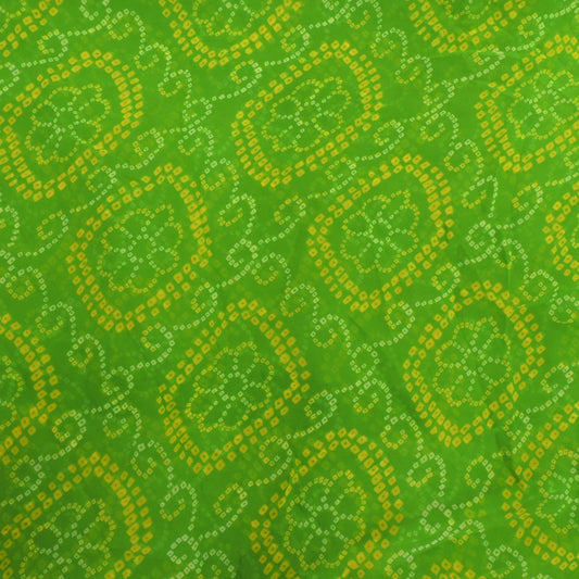 Lime Greenish yellow Bandhani Georgette Printed Fabric