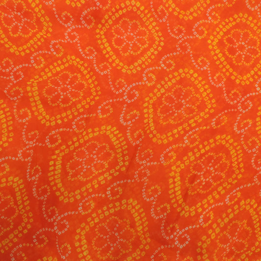 Orange Bandhani Georgette Printed Fabric