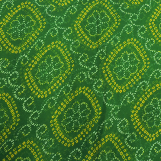 Forest Green Bandhani Georgette Printed Fabric