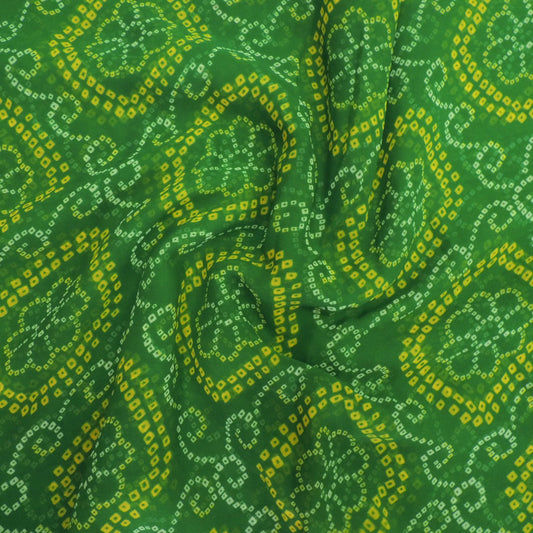 Forest Green Bandhani Georgette Printed Fabric