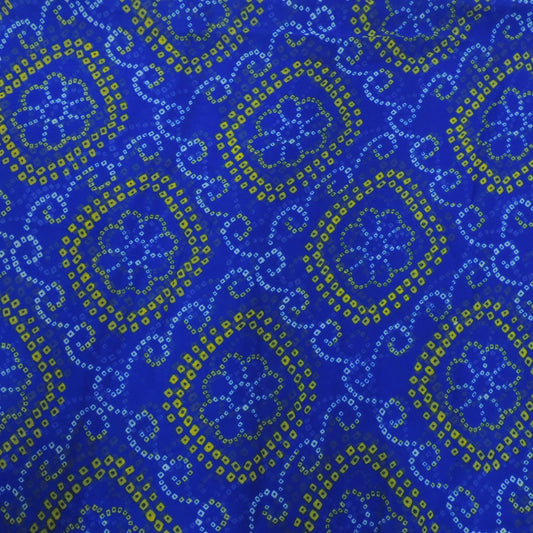 Blue Bandhani Georgette Printed Fabric