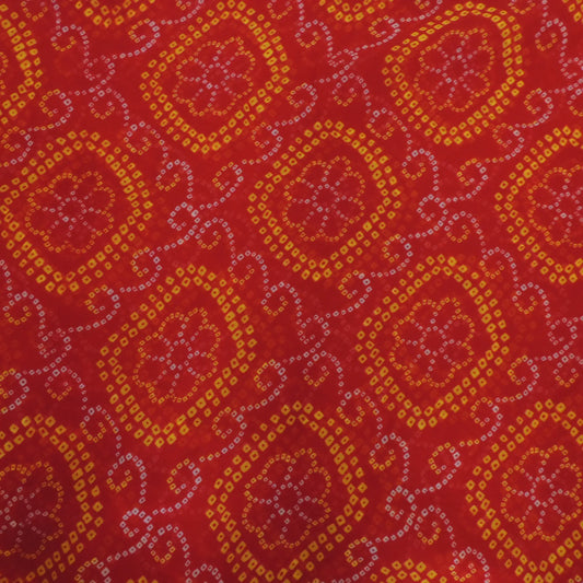 Red Bandhani Georgette Printed Fabric