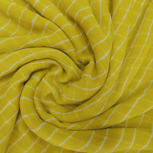 Yellow Colour Leheriya Georgette Printed Fabric