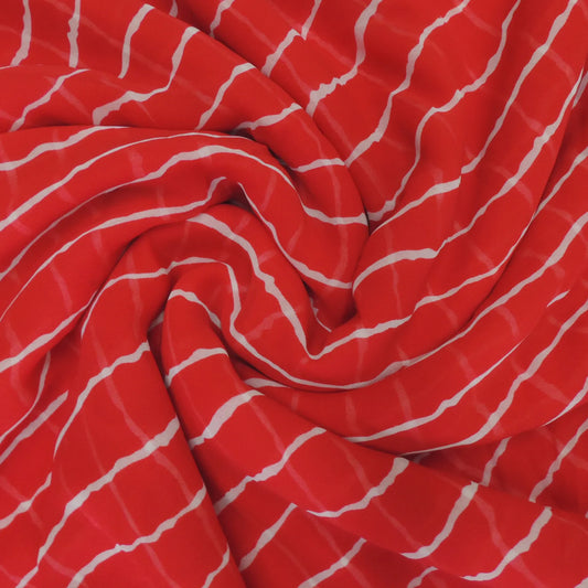 Red Colour Leheriya Georgette Printed Fabric