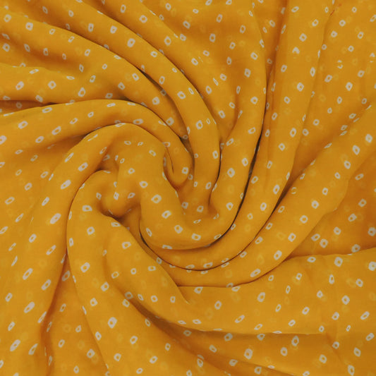 Yellowish Orange Bandhani Georgette Printed Fabric