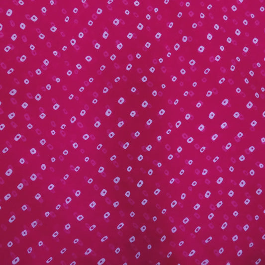 Pinkish Red Bandhani Georgette Printed Fabric