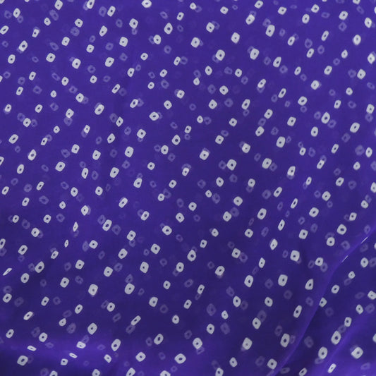 Blue Purple Bandhani Georgette Printed Fabric