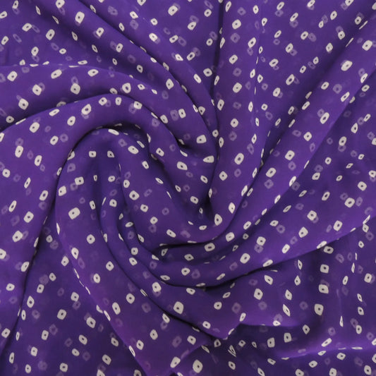 Purple Bandhani Georgette Printed Fabric