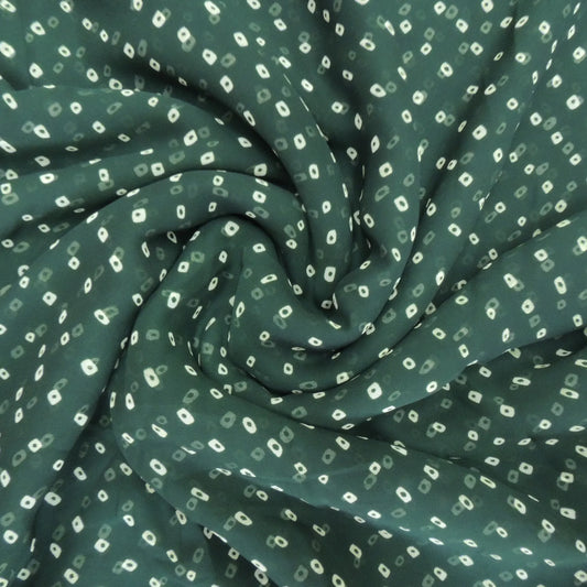 Bottle Green Bandhani Georgette Printed Fabric