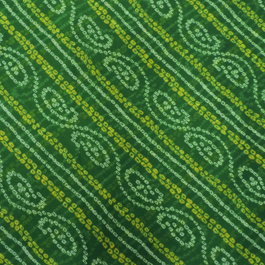 Green Bandhani Georgette Printed Fabric