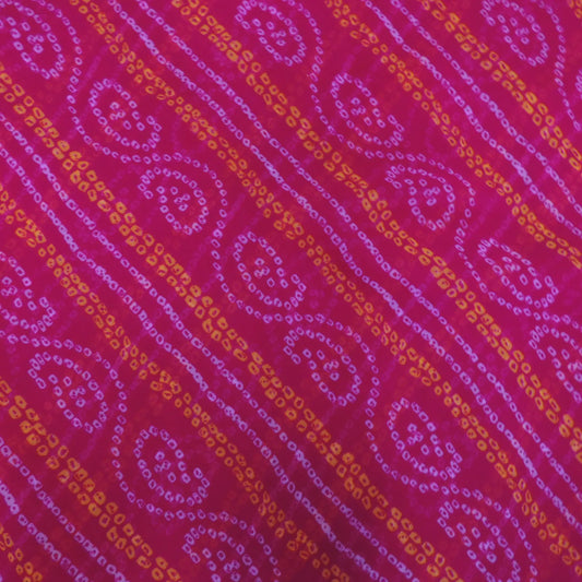 Magenta Red Bandhani Georgette Printed Fabric