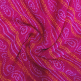 Magenta Red Bandhani Georgette Printed Fabric