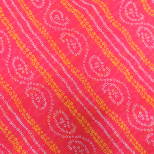 Pinkish Red Bandhani Georgette Printed Fabric