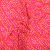 Pinkish Red Bandhani Georgette Printed Fabric