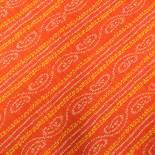 Orange Bandhani Georgette Printed Fabric