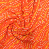 Orange Bandhani Georgette Printed Fabric