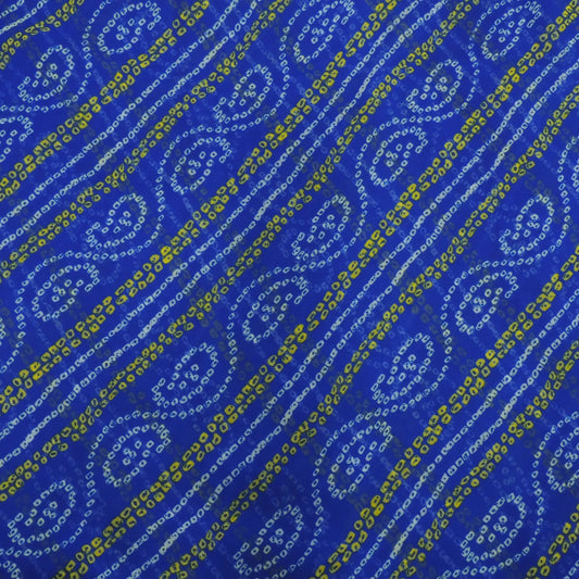 Blue Bandhani Georgette Printed Fabric