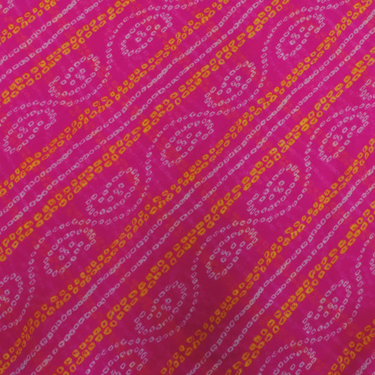 Pink Bandhani Georgette Printed Fabric