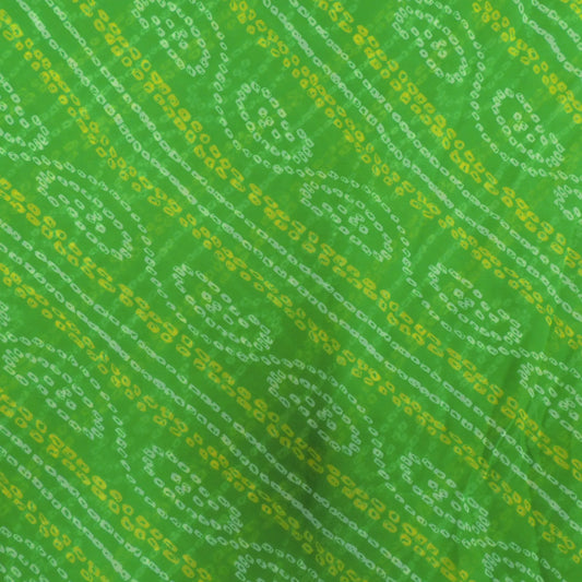 Lime Green Bandhani Georgette Printed Fabric