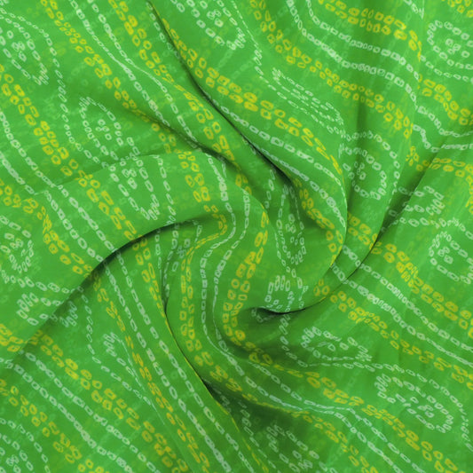 Lime Green Bandhani Georgette Printed Fabric