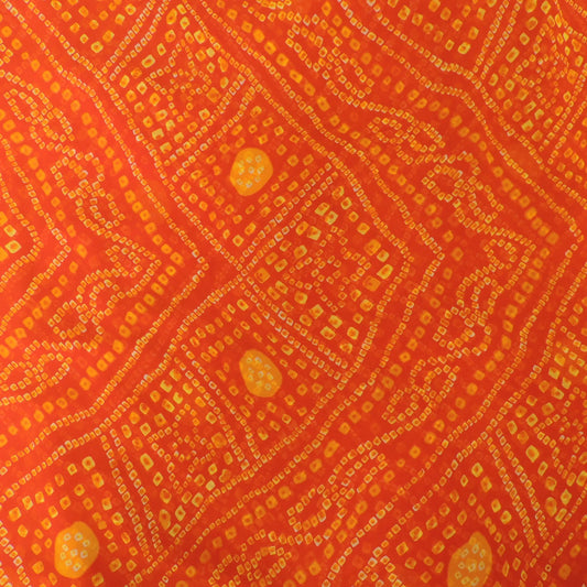 Orange Bandhani Georgette Printed Fabric