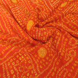Orange Bandhani Georgette Printed Fabric