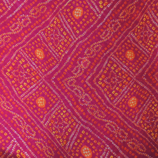 Pink Bandhani Georgette Printed Fabric