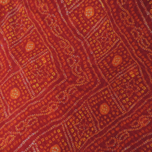 Maroon Bandhani Georgette Printed Fabric