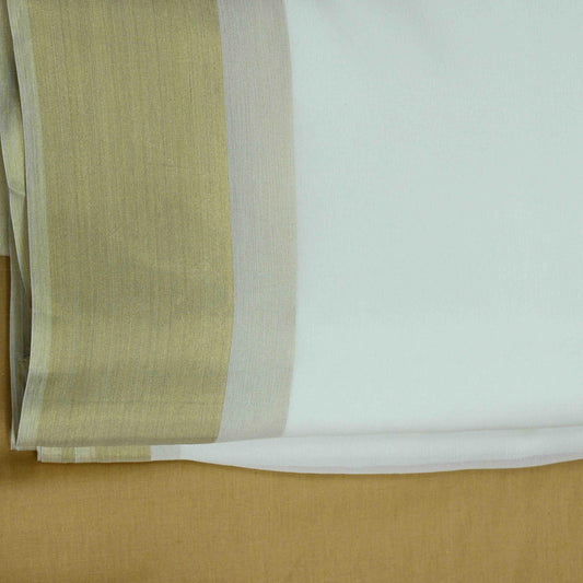 Pure Chiffon Golden Border ( 2 inch top side & 4 inch bottom side ) Fabric Dyeable - Shree Om Fabrics