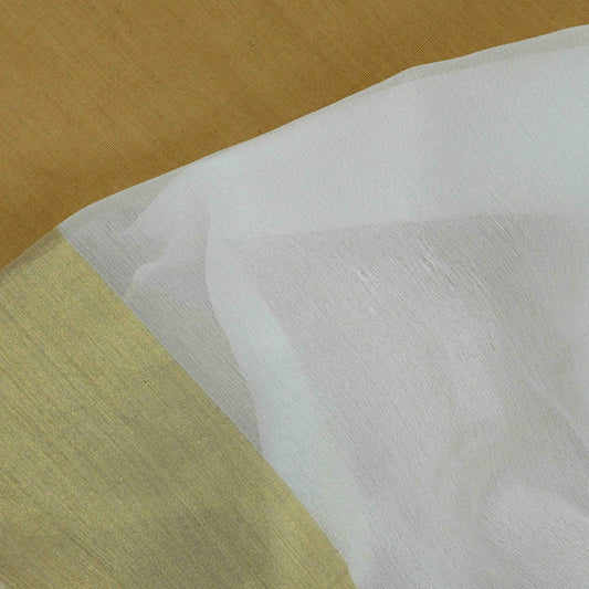 Pure Chiffon Golden Border ( 2 inch top side & 4 inch bottom side ) Fabric Dyeable - Shree Om Fabrics