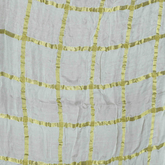 Pure Gaji Silk Golden Checks Fabric Dyeable - Shree Om Fabrics
