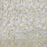 Sequins Work On Dyeable Georgette Fabric With Sequins Border