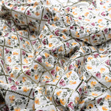 Multi Colour All Over Floral Checks Embroidery On White Dyeable Upada Fabric