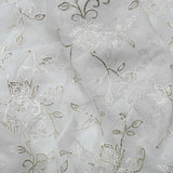 All Over Antique Golden Jaal Work Embroidery On White Dyeable Organza Fabric