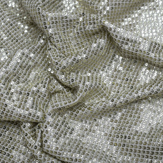 All Over Golden Sequins Work On Dyeable Georgette Fabric
