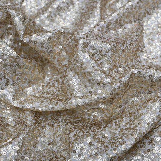 All Over Golden Sequins Work On Dyeable upada silk Fabric