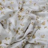 All Over Golden Jaal Work Embroidery On White Dyeable Gaji Silk Fabric