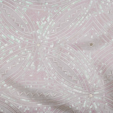 All Over Tikki Work Embroidery On White Dyeable Dola Silk Fabric