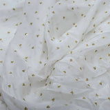 All Over Antique Golden Buti Work Embroidery On White Dyeable Organza Fabric