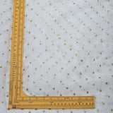 All Over Antique Golden Buti Work Embroidery On White Dyeable Organza Fabric