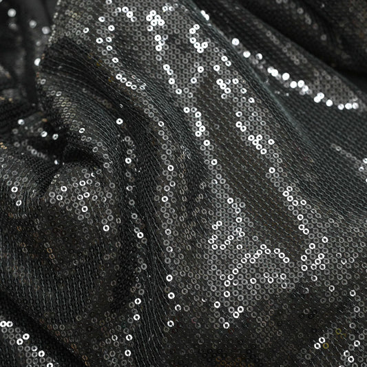 All Over Black Sequin Work On Georgette Fabric