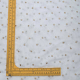 All Over Golden Buti Work Embroidery On White Dyeable Nylon Georgette Fabric
